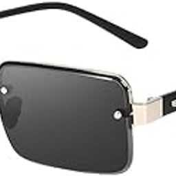 Rimless Rectangle Sunglasses for Men Women Hip-hop Square Sunglasses Frameless 70s 90s Shades-image-85