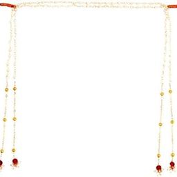 Anuradha Art Jewellery’s new authentic Maharashtrian culture touch studded pearl and red stone mundavalya for the bride and groom.-image-48