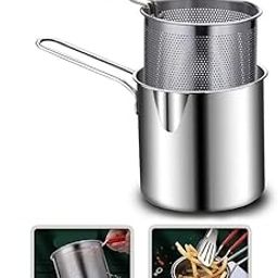 VELUZA 1.2 Liter Stainless Steel Deep Fryer Pot Pan with Universal Deep Bakset for Home Fries Kitchen Camping (Silver, Pack of 1)-image-70