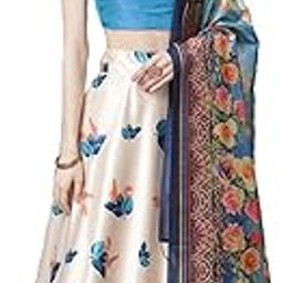 Women's Digital Printed Zari Satin Silk Semi stitched Lehenga Choli With Art Silk Dupartta-image-2