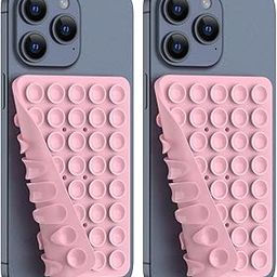 2PACK Silicone Double Sided Suction Phone Case Mount, Detachable Hands Free & Strong Grip Holder for Selfies & Videos, Compatible iPhone Android (Light Pink, 2Pack 40 Suction Cups)-17