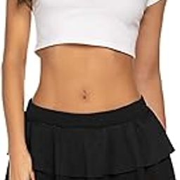 Polyester Women's Mini Skirts Club Low Waist Sexy Party Evening Petticoat (Medium, Black)-image-89