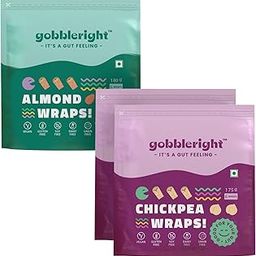 GOBBLERIGHT Almond Wraps & Chickpea Wraps Bundle | Pack of 2 Each (12 Wraps) | Gluten-Free, Vegan, Dairy-Free | Perfect for Tacos, Burritos, Shawarmas | Healthy, Low-Calorie, Keto-Friendly Tortilla Wraps-image-82