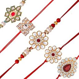 Handmade Set of 3 Stylish Kundan Meena Rakhi for Brother Rakshabandhan Rakhi for Bhaiya Bhabhi Dora Rakhi, Flower Rakhi, Fancy Rakhi for Bhaiya Bhai Rakhi With Roli Tilak Set-image-73