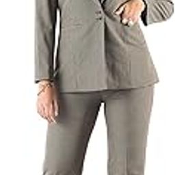 Women’s Formal Checkered Blazer and Trouser Set | Notched Lapel Blazer with Tailored Mid-Waist Pants | 4-Way Stretch, Breathable, Wrinkle-Resistant Suit-image-10