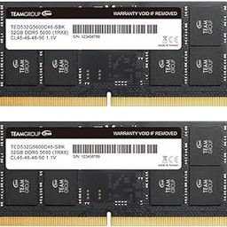 TEAMGROUP Elite SODIMM DDR5 64GB (32x2GB) 5600Mhz (PC5-44800) CL46 Non-ECC Unbuffered 1.1V 262 Pin Laptop Memory Module Ram - TED564G5600C46ADC-S01-3