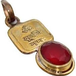 Divya Spiritual Dharmsaar Stone Studded Surya Yantra Locket, Pure Red Stone Surya Yantra Pendant Brass Made for men and women, Energised Manikya Patthar Small locket (without chain) for daily use,-image-28