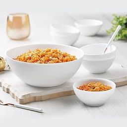 Larah by Borosil Plainware Orbit Series Opalware 7 Pcs Pudding Set | Microwave & Dishwasher Safe | Bone-Ash Free | Crockery Set for Dining & Gifting | Bowls Set | White-image-34