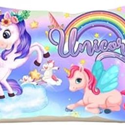NISHOMES Unicorn Design Printed Kids Cartoon Pillow/Cushion Fiber Filled Size 12x18 Inches (Pink)-image-78