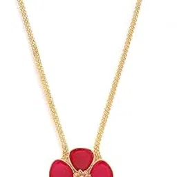 kennice Red Flower Shaped Gold-Plated Long Neckalce Jewellery For Girls & Women-picture-44