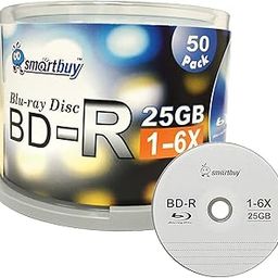 Smartbuy 50 Pack Bd-r 25gb 6x Blu-ray Single Layer Recordable Disc Logo Top Blank Data Video Media 50 Disc Spindle-image-90