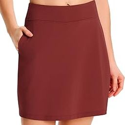 Women's 4 Pockets UPF 50+ 17" Long Tennis Skirt Running Golf Skorts-image-55