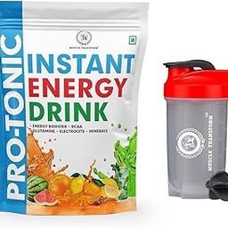 MUSCLE TRANSFORM Isotonic Instant Energy Drink Formula, Extended Workout Electrolyte Energy Drink with Anabolic Stack 2:1:1 BCAA, Dextrose Monohydrate and L-Glutamine | 833mg Electrolytes [32 Servings, Orange Flavor] Free Gym Shaker-20