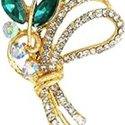 Crystal Bouquet Brooch Pin, Sparkling Marquise Design, Premium Gold Plated Light Weight Alloy, Wedding/Office/Party Wear Accessories for Women-image-76