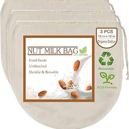 3 PCS 12"x12" Nut Milk Bags - 100% Unbleached Cotton Cheesecloth, Reusable Food Strainer Colander For Straining Almond/Oat Milk, Celery Juice, Cold Brew Coffee, Yogurt and Cheese Making-19