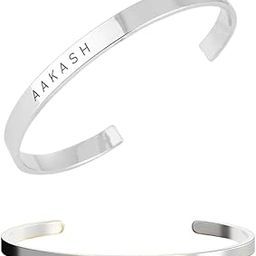 Personalised Silver Couple Bracelets | Glossy Silver Finish | Adjustable in Size | Bracelets for Men & Women-image-21