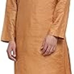 Men Collar Silk Blend Comfort Fit Long Kurta Chinese_Yellow-image-37