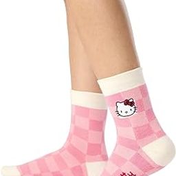 Hello Kitty: Pink Plaid Women and Girls Ankle Length Pull On Cotton Blend Socks-picture-9