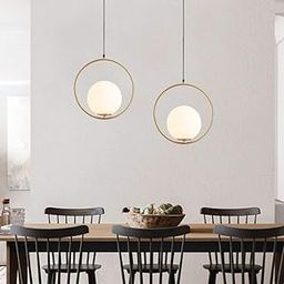 SVDK 3-Light Globe Chandelier Hanging Light Gold Modern Ceiling Pendant Lamp with White Glass Adjustable Cord Ceiling for Bedroom Living Dining Room (Bulb not Included) (Globe Pendant Light - 2)-image-104