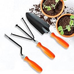Cinagro Garden Tool Kit 3 Pieces - Big Shovel, Cultivator, Weeder, Terrace Gardening Accessories, Gardening Tools Kit for Home Gardening, Essential Farming Spade, Trowel, Tiller, Farming Tools-picture-28