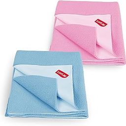 LuvLap Instadry Anti-Piling Fleece Extra Absorbent Quick Dry Sheet for baby, Baby Bed Protector, Waterproof baby sheet, Small size 50x70cm, Pack of 2, Sky Blue & Baby Pink-18