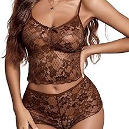 Lace Bra and Panty Set V Neck Babydoll Lingerie 2 Piece Mesh Bralette Set for Wife, Women Wedding Valentine Special Night Occasion Festival-image-71