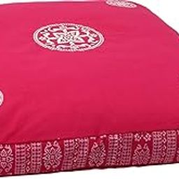 Grip Zabuton Meditation Cushion Seat for Best Kneeling and Sitting Support While Meditating Or Practicing Yoga � Large Rectangular Floor Pillow with 100% Natural Cotton | Pink Color-image-45