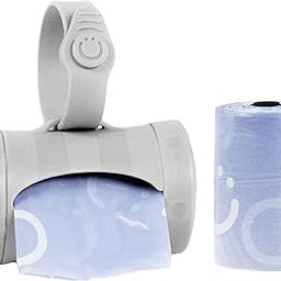 Ubbi Retractable On-the-Go Bag Dispenser For Travel, Minimize Dirty Diaper Smell, Silicone Strap For Easy Hanging To Stroller, Diaper Bag Accessory, Baby Gift, Includes 24 Lavender Scented Bags, Gray-25
