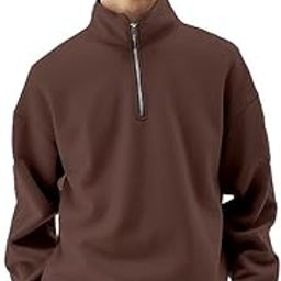 Fleece Half Zip High Neck Loose Fit Sweatshirt for Men's-image-92