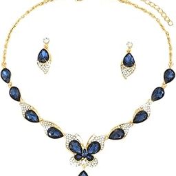 Latest Stylish Design Fancy Wedding Party Crystal Necklace Jewellery Set for Women-image-15