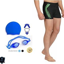 Swimming Combo Kit Regular Fit (28in to 42in) Swimming Short, Goggles, Silicone Cap, 2Pc Ear Plugs, 1 Pc Nose Clip, Swimming Suit-image-23
