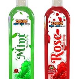 ZORKO Mint Syrup & Rose Syrup ideal for mojito, mocktail, cocktail, sharbat, juice, Mint, rose (1L Each, Pack of 2)-picture-24