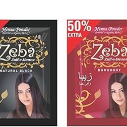 Zeba Zulf-e-Henna Hair Powder, Natural Black and Burgundy, 50% Extra, "6+6" PACK OF 12 Sachet-image-43