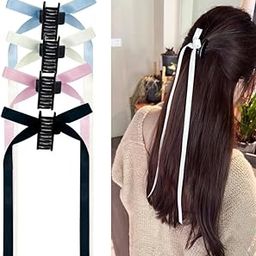 Shidara 4 pcs premium Bow Hair Clips Tassel Ribbon Bow Clips Long Tail Bow Claw Clip Silky Satin Bow Hair Barrette Snap Hairpins 4PCS Cute Solid Bowknot Alligator Hair Clips Hair Accessories-image-21