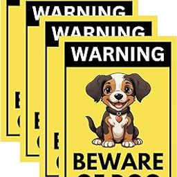 Warning Beware of Dog Sticker for Home Outdoor Gate Use, Self-Adhesive Waterproof Tear-Free, 29 x 21 cm, with Pre-Made Holes for Installation, Pack of 4 (Beware of Dog, A4 - Medium - 29 X 21 CM)-image-33