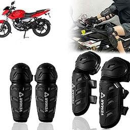 Auto Pearl Motorcycle Knee Shin Guards Elbow Pads, 4 in 1 Monstor Style Knee Shin Safe Protection Armor for Moto Cycling Racing compatible with Pulsar 135 (Black, 4Pcs)-image-21