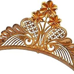 Bridal Golden Mukut for Bengali Bride | Gold Color Head Crown Hair Accessories for Girls | Dulhan's Wedding Tiara Taj for Women | Bada Size Big Mutuk for God and Goddes Idols Krishna, Laddu Gopal, Durga Devi Maa-image-45