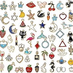 Street27® 54pcs Mixed Assorted Gold Plated Enamel Pendants Animal Moon Star Fruit Charm Pendant DIY for Necklace Bracelet Jewelry Making and Crafting (Mixed Enamel Charms)-32