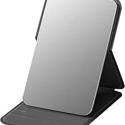 DANSR "Portable Folding Travel Mirror – Slim PU Leather Makeup Mirror with Adjustable Stand – Lightweight, Compact & Stylish Vanity Mirror for Purse, Desk, or Travel Use (Black)-97
