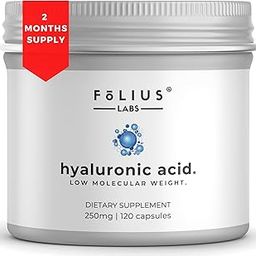 FOLIUS LABS Ultra High Purity Hyaluronic Acid Capsules 250mg - 95% Sodium Hyaluronate - Highly Purified and Bioavailable - Low Molecular Weight - Non-GMO Fermented - 120 Capsules-image-53