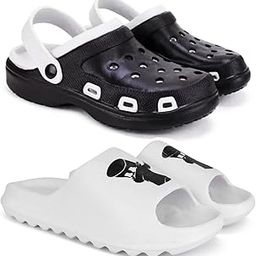 Combo Pack of 2 Slipper/Flip Flops/Slides/Clogs/Sandals with Adjustable Back Strap for Men (Cl-Shell,Y-Dancer)-9