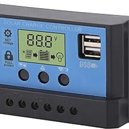 Ubersweet® Solar Panel Charge Controller, Solar Charge Controller, Dual USB Output Regulator LCD Display for Car Household Commercial Home Automotive Industrial (C(30A))-0