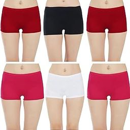 Pure Cotton Seamless Plain Solid Boyshort Panties for Women Underwear Briefs Low-Waist Boyshorts Stylish Undergarments | Boy Shorts for Girls- Pack of 6, Multicolor-image-61