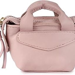 Womens Genuine Leather Stylish/Metal Chain Bag/Mini Bag/Coin Bag/Small Bag/Red/Key Ring/Safe Key Ring/Ring (Light Pink)-image-89