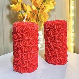 Indoblaze Rose Pillar Candles, Scented Candles for Home Decor and Gifting, Size- Big (4)-image-52