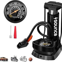 Sounce Portable High Pressure Foot Air Pump Heavy Compressor Cylinder with Gauge Floor for Bicycle, Car and Motorbike for Football Cycle Pumps for Bicycle for Tubeless - Black-19