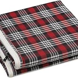 Jain Brothers | Cotton Mattress Cover for Single Bed – 35x72x5 Inch, Modern Checkered Pattern, Soft & Durable Cotton Fabric with Zipper Closure – Fitted | 2 Pcs (Red)-2