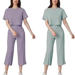 Women's Ribbed A-Line Standard Length Co-Ord Set (Gl-W1787&Tr846_Purple_L) Womens A-Line Ribbed Regular Fit Co-Ord Set (Turquoise, Large)-image-56