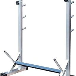 KRIN FITNESS Multi-Functional Fully Adjustable Squat Stand, Bicep Stand with 5 Adjustable Level and Height for Home Gyms, Barbell Stand for Squat Exercises Color Silver & Black-image-87