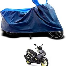 GOSHIV Scooter Body Cover for All Models | Yamaha Aerox 155 Maxi | Dustproof, UV Protection, Scratch Resistant | Buckle & Mirror Pockets for Outdoor Parking | Black-Blue-image-55